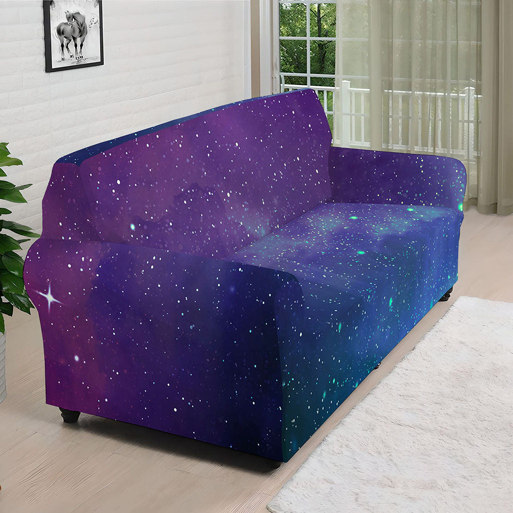 Purple Turquoise Galaxy Space Print Sofa Cover