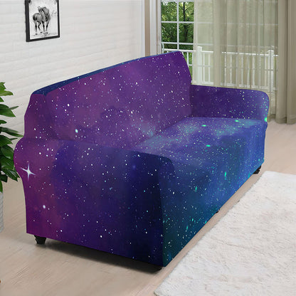 Purple Turquoise Galaxy Space Print Sofa Cover
