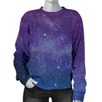 Purple Turquoise Galaxy Space Print Women's Crewneck Sweatshirt GearFrost