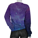 Purple Turquoise Galaxy Space Print Women's Crewneck Sweatshirt GearFrost