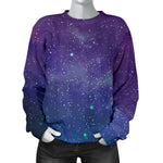 Purple Turquoise Galaxy Space Print Women's Crewneck Sweatshirt GearFrost