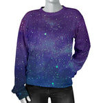 Purple Turquoise Galaxy Space Print Women's Crewneck Sweatshirt GearFrost