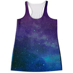 Purple Turquoise Galaxy Space Print Women's Racerback Tank Top