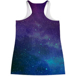 Purple Turquoise Galaxy Space Print Women's Racerback Tank Top