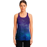 Purple Turquoise Galaxy Space Print Women's Racerback Tank Top