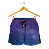 Purple Turquoise Galaxy Space Print Women's Shorts