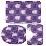 Purple Virgo Zodiac Pattern Print 3 Piece Bath Mat Set
