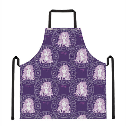 Purple Virgo Zodiac Pattern Print Apron