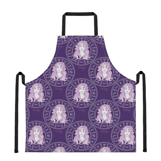 Purple Virgo Zodiac Pattern Print Apron