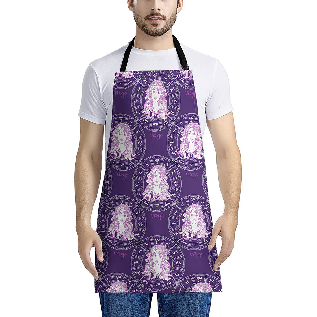 Purple Virgo Zodiac Pattern Print Apron