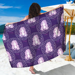Purple Virgo Zodiac Pattern Print Beach Sarong Wrap
