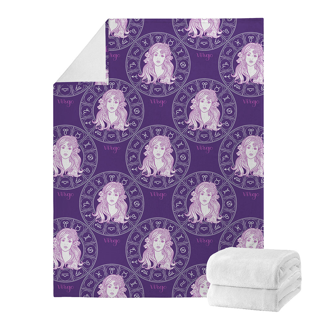 Purple Virgo Zodiac Pattern Print Blanket