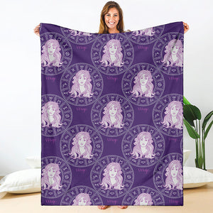 Purple Virgo Zodiac Pattern Print Blanket