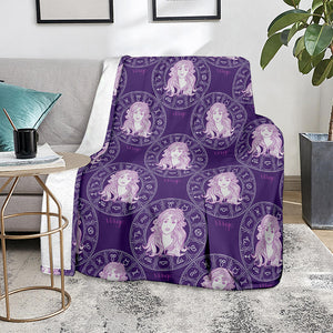 Purple Virgo Zodiac Pattern Print Blanket