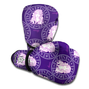 Purple Virgo Zodiac Pattern Print Boxing Gloves