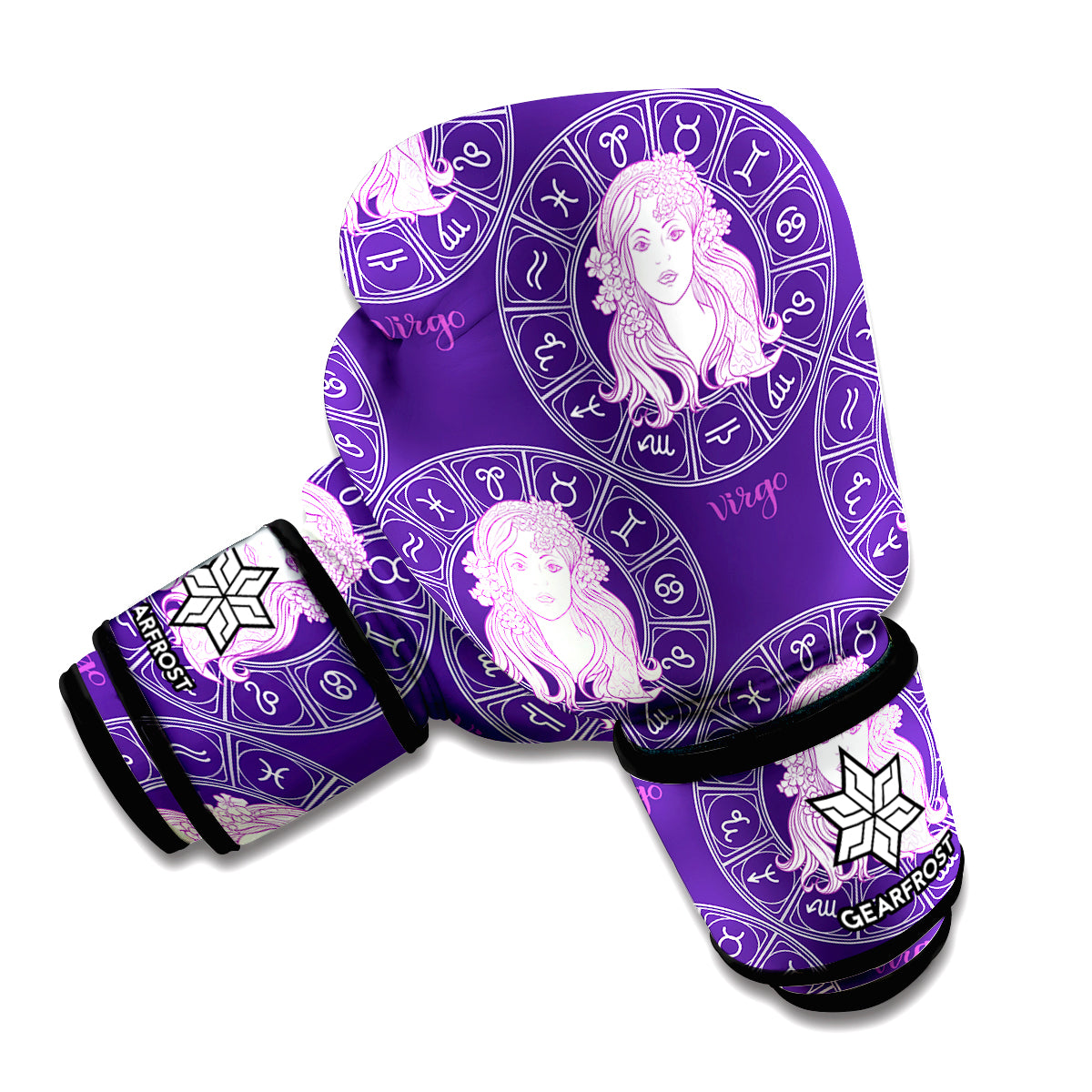 Purple Virgo Zodiac Pattern Print Boxing Gloves