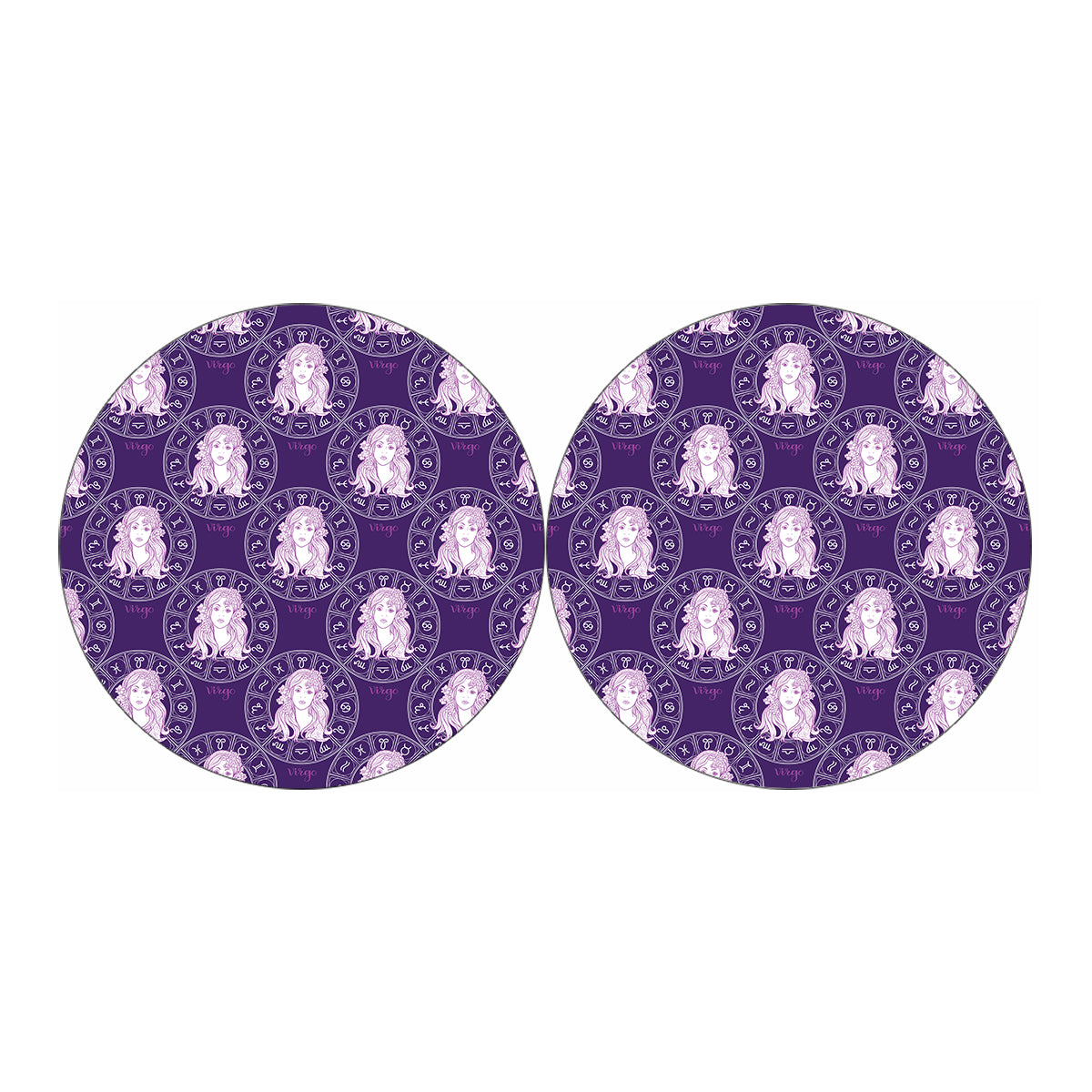 Purple Virgo Zodiac Pattern Print Car Coasters