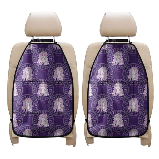 Purple Virgo Zodiac Pattern Print Car Seat Organizers