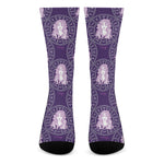 Purple Virgo Zodiac Pattern Print Crew Socks