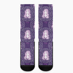 Purple Virgo Zodiac Pattern Print Crew Socks