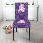 Purple Virgo Zodiac Pattern Print Dining Chair Slipcover