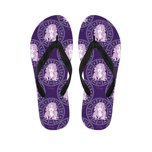 Purple Virgo Zodiac Pattern Print Flip Flops