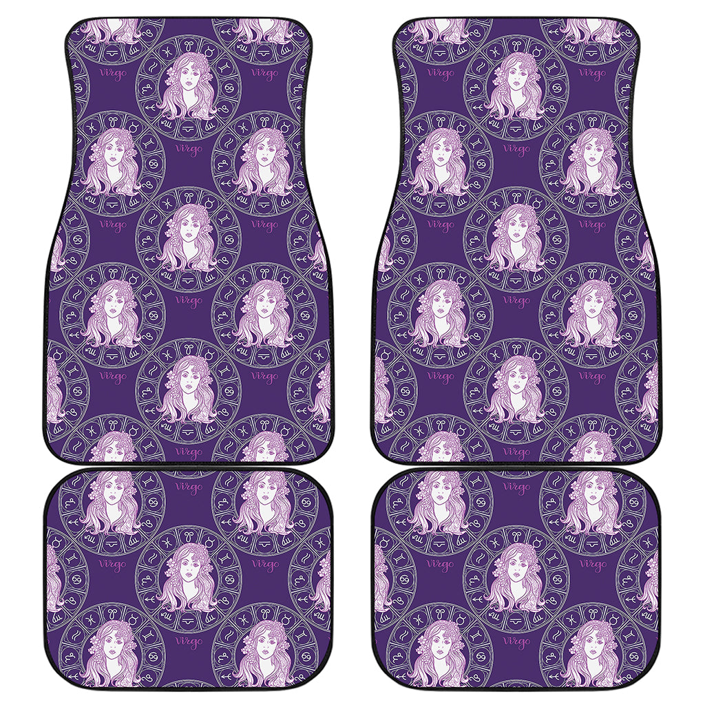 Purple Virgo Zodiac Pattern Print Front and Back Car Floor Mats