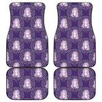 Purple Virgo Zodiac Pattern Print Front and Back Car Floor Mats