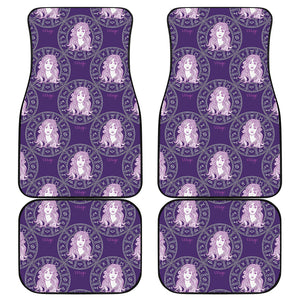 Purple Virgo Zodiac Pattern Print Front and Back Car Floor Mats