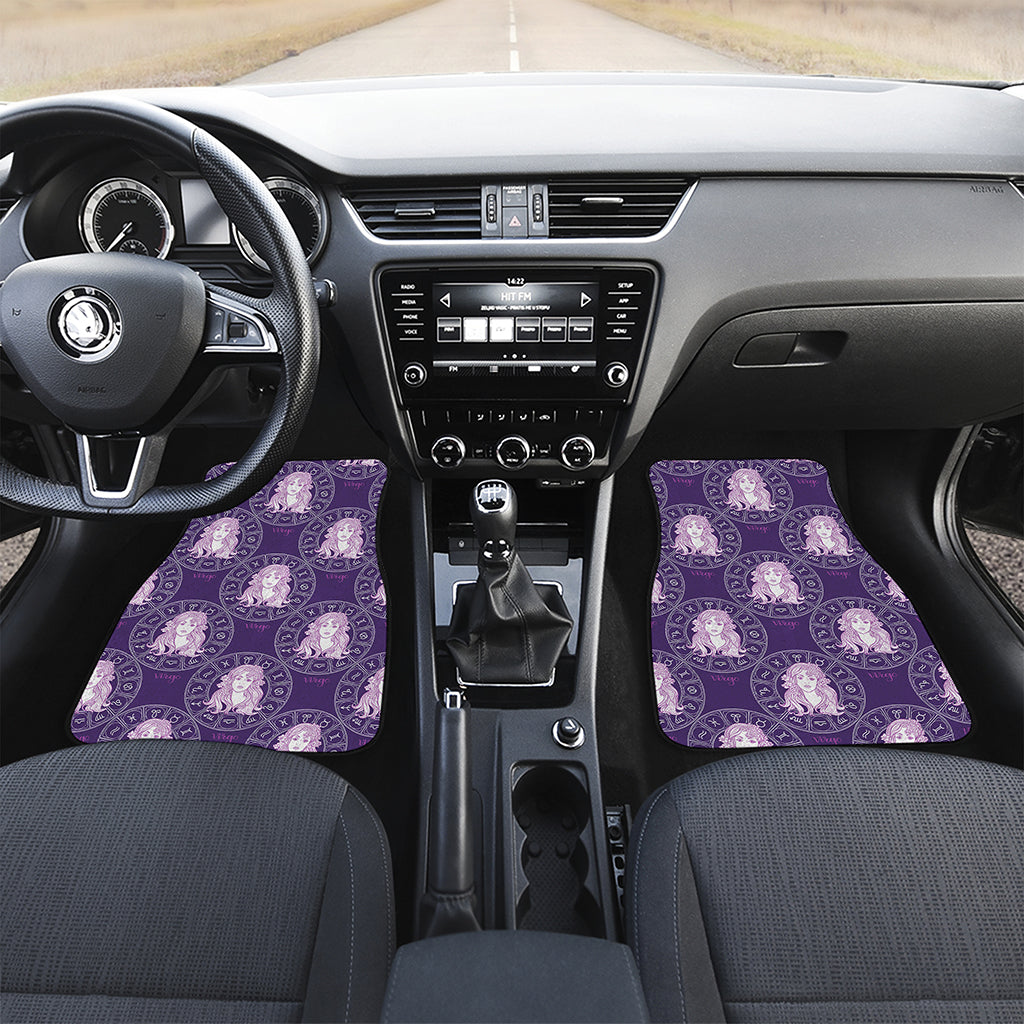 Purple Virgo Zodiac Pattern Print Front and Back Car Floor Mats