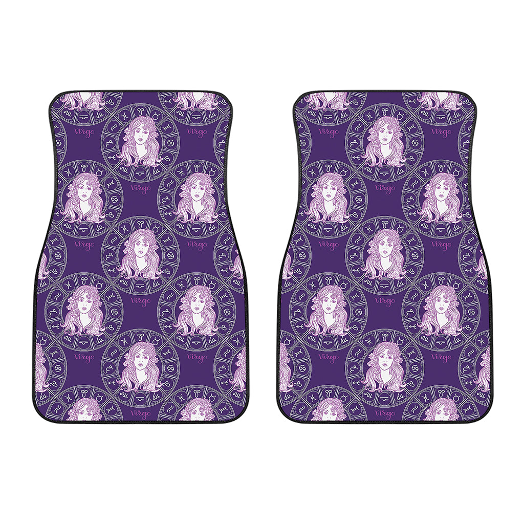 Purple Virgo Zodiac Pattern Print Front Car Floor Mats