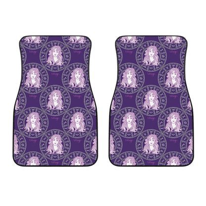 Purple Virgo Zodiac Pattern Print Front Car Floor Mats