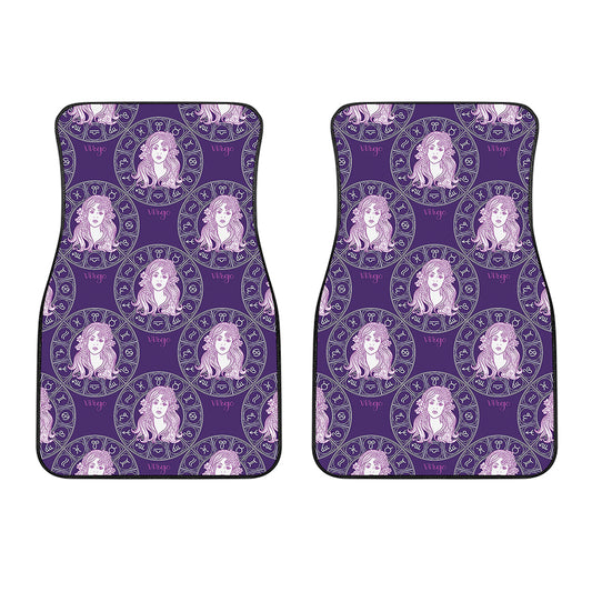 Purple Virgo Zodiac Pattern Print Front Car Floor Mats