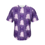 Purple Virgo Zodiac Pattern Print Men's Baseball Jersey