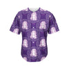 Purple Virgo Zodiac Pattern Print Men's Baseball Jersey