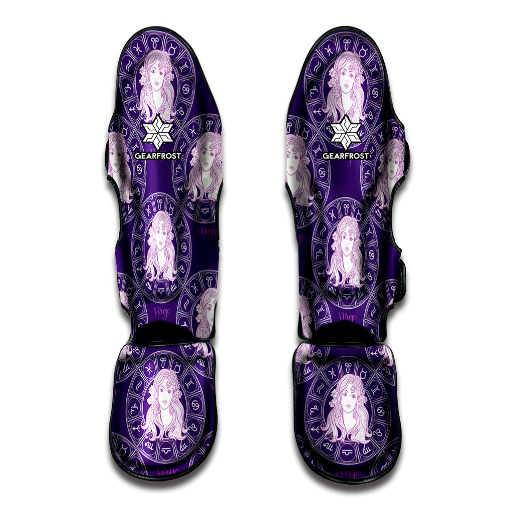 Purple Virgo Zodiac Pattern Print Muay Thai Shin Guard