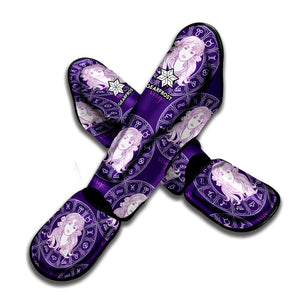 Purple Virgo Zodiac Pattern Print Muay Thai Shin Guard