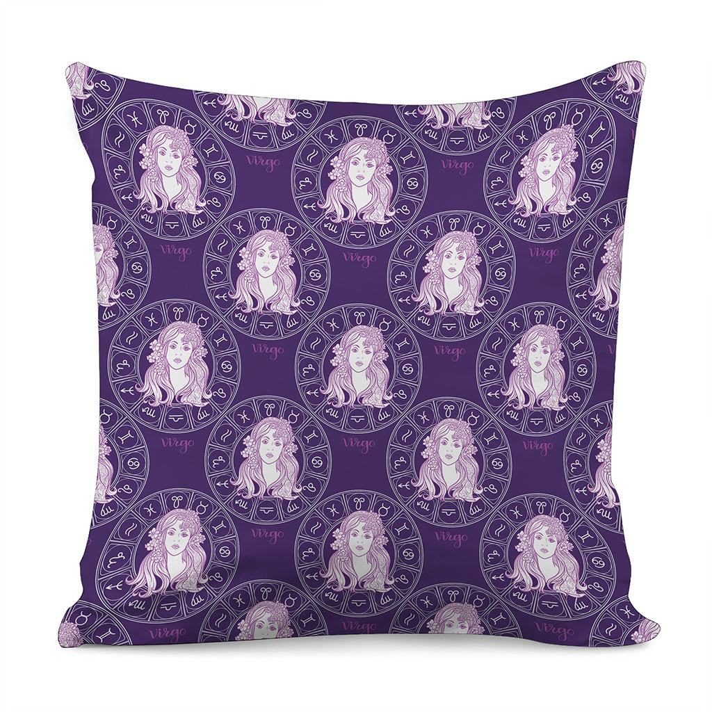 Purple Virgo Zodiac Pattern Print Pillow Cover