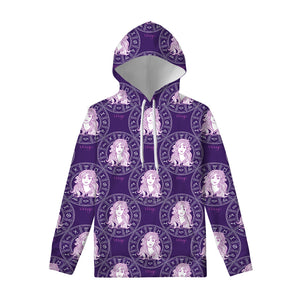 Purple Virgo Zodiac Pattern Print Pullover Hoodie