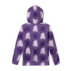 Purple Virgo Zodiac Pattern Print Pullover Hoodie