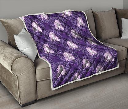 Purple Virgo Zodiac Pattern Print Quilt