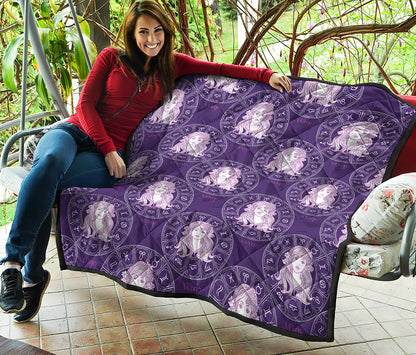 Purple Virgo Zodiac Pattern Print Quilt