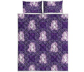 Purple Virgo Zodiac Pattern Print Quilt Bed Set