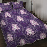 Purple Virgo Zodiac Pattern Print Quilt Bed Set