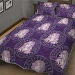 Purple Virgo Zodiac Pattern Print Quilt Bed Set
