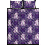 Purple Virgo Zodiac Pattern Print Quilt Bed Set