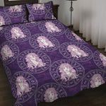 Purple Virgo Zodiac Pattern Print Quilt Bed Set
