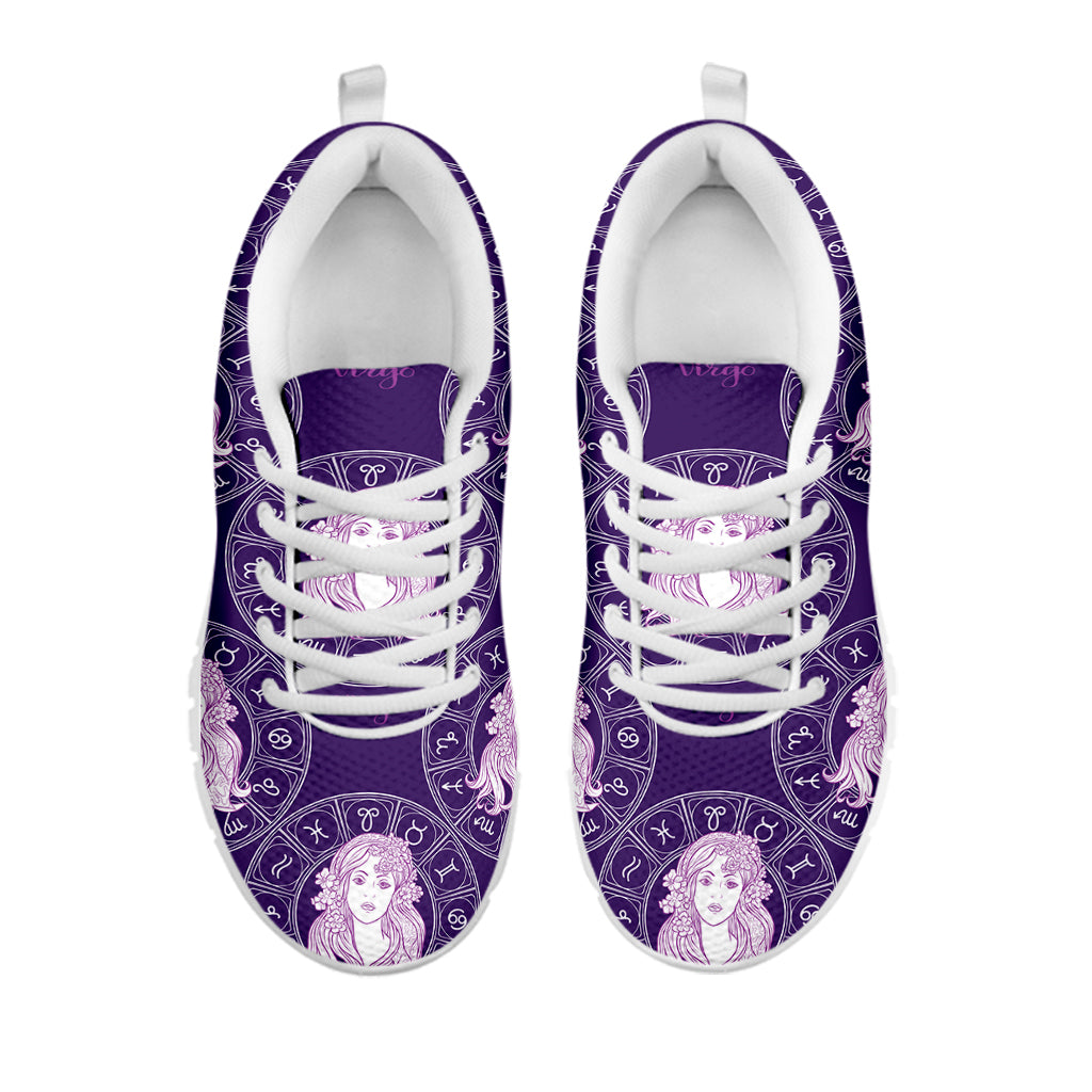 Purple Virgo Zodiac Pattern Print White Sneakers