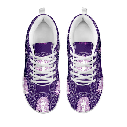 Purple Virgo Zodiac Pattern Print White Sneakers