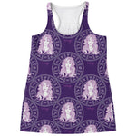 Purple Virgo Zodiac Pattern Print Women's Racerback Tank Top